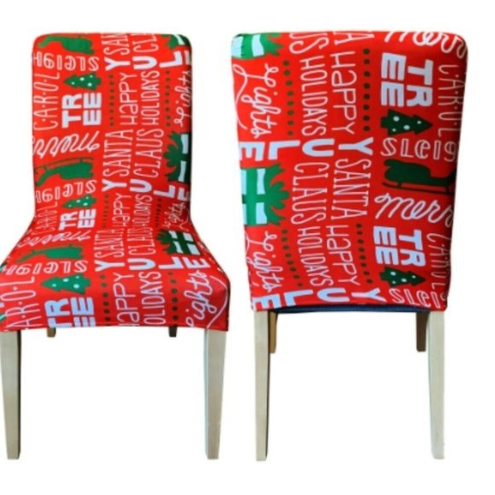 🔥SALE JOYIN 4 PC Christmas Dining Room Chair Protector Slipcovers Cover red E35